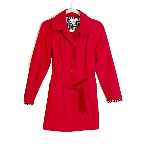 Harold's Jackets & Blazers - Harold’s Red Belted Mod Length Trench Coat 8